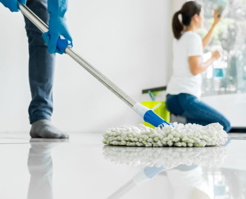 office floor being cleaned by a commercial cleaning company