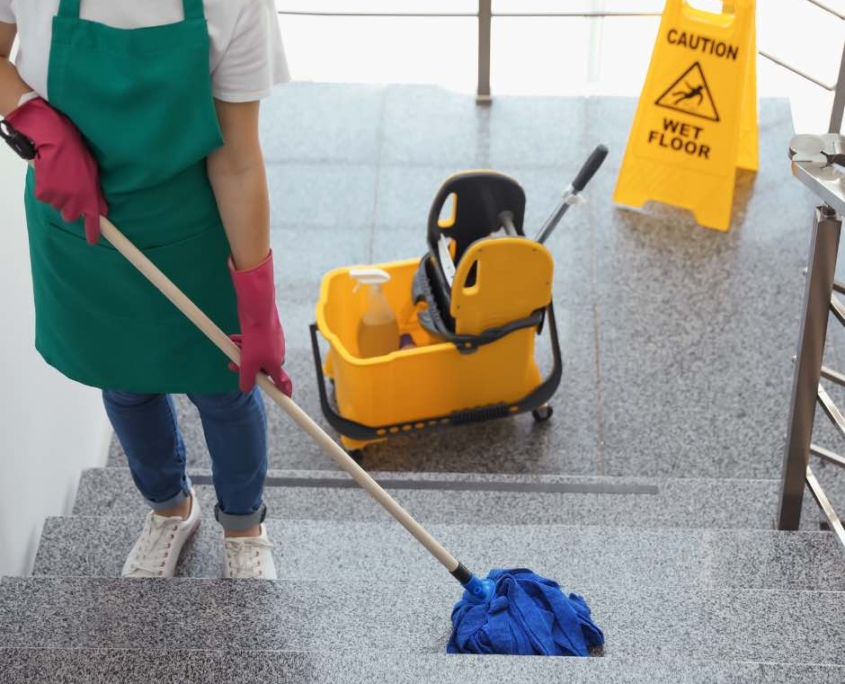 office stairs being cleaned by professional cleaning company