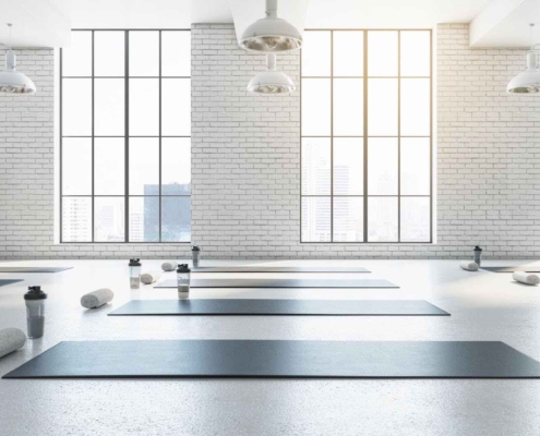 clean and inviting yoga fitness centre after commercial gym cleaning services by Sunset Quality Cleaning in Kitchener-Waterloo