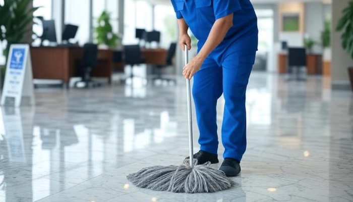 office spring cleaning being performed by commercial cleaning expert 