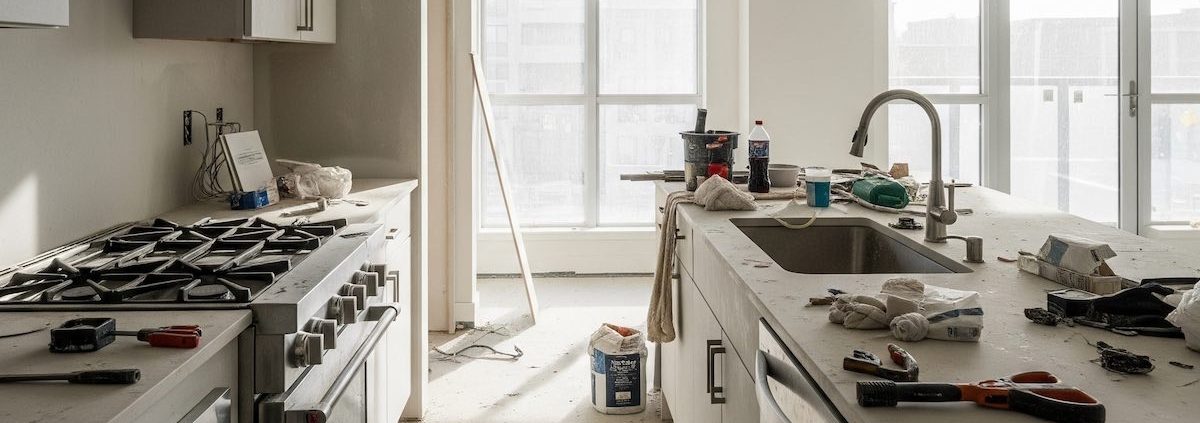 post construction property cleaning service required for dirty kitchen in Kitchener Waterloo